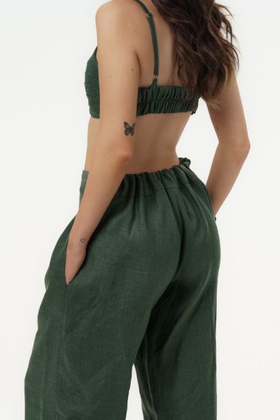 Дамски ленен панталон Siena – Deep Olive