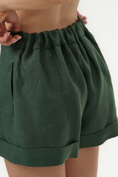 Women’s Linen Shorts Nara - Deep Olive