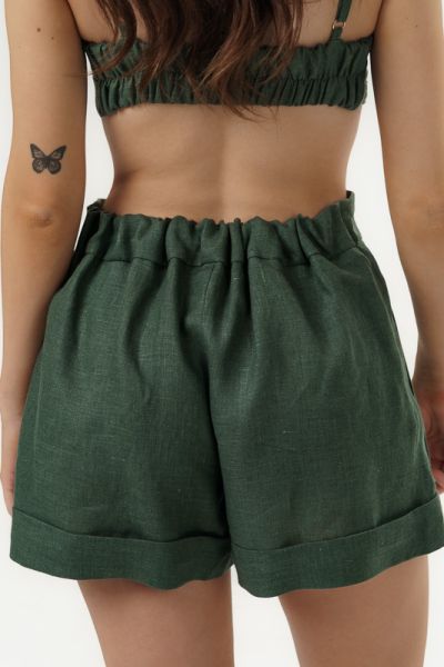 Women’s Linen Shorts Nara - Deep Olive