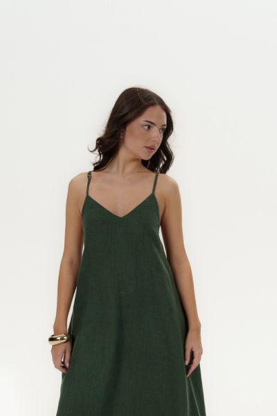 Women’s Linen Dresses Elara - Deep Olive