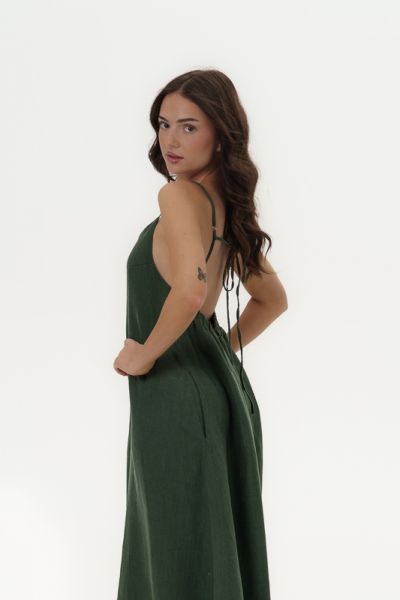 Women’s Linen Dresses Elara - Deep Olive