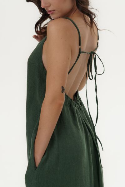 Women’s Linen Dresses Elara - Deep Olive
