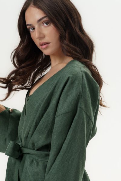 Дамски ленени кимона Zahara - Deep Olive 