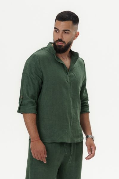 Men's linen shirt Aron – Deep Olive