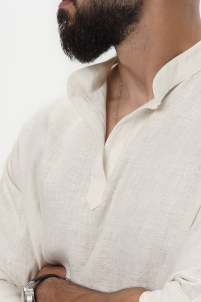 Men's linen shirt Aron – Vanilla Dune