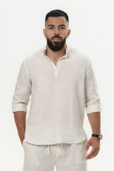 Men's linen shirt Aron – Vanilla Dune