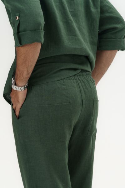 Men’s Linen Pants Elio - Deep Olive