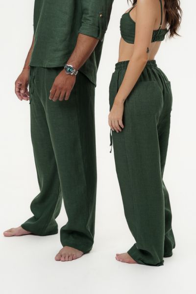 Men’s Linen Pants Elio - Deep Olive