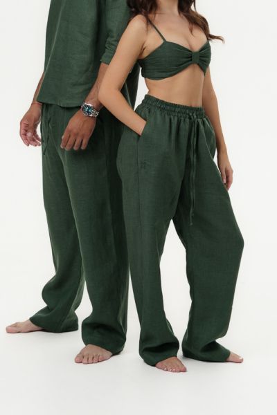 Men’s Linen Pants Elio - Deep Olive