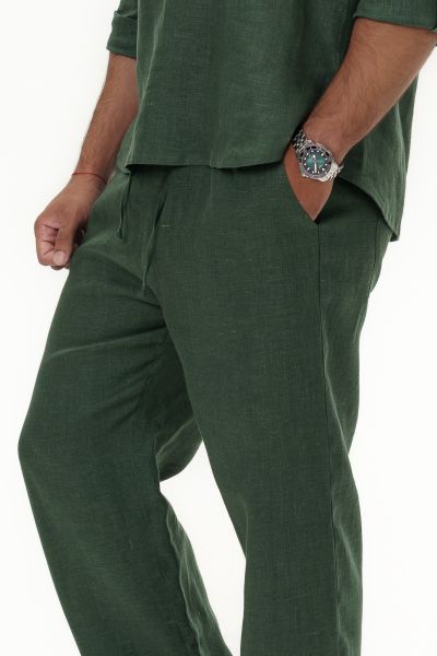 Men’s Linen Pants Elio - Deep Olive